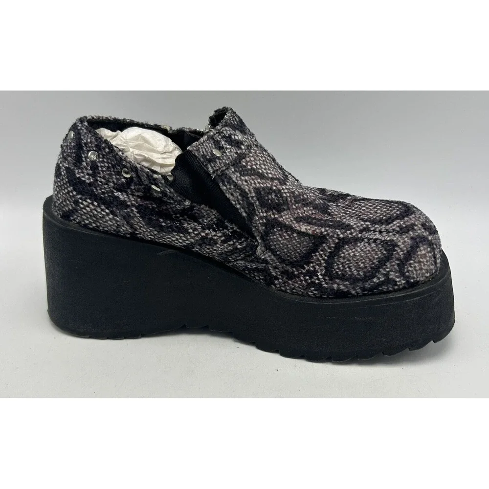 Vintage Loafers Womens 7.5 Y2K Chunky Platform Faux Snakeskin 90s Hippie Read